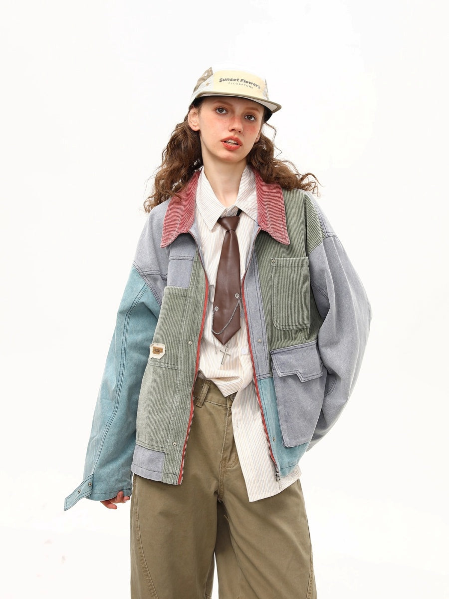Multi-color Corduroy Patchwork Jacket MW10265