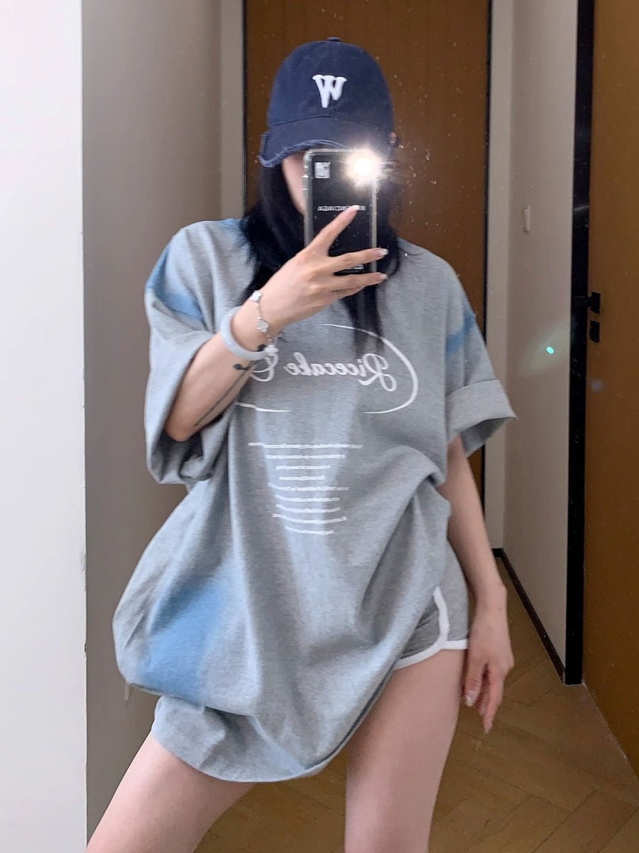 Spray Letters Print OverSize T-Shirt MW10177