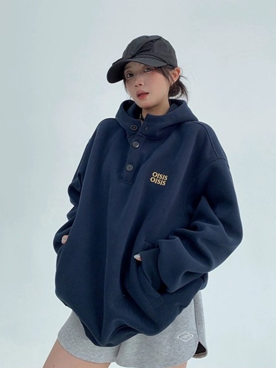 Half-Button Relaxation Hoodie OS2032