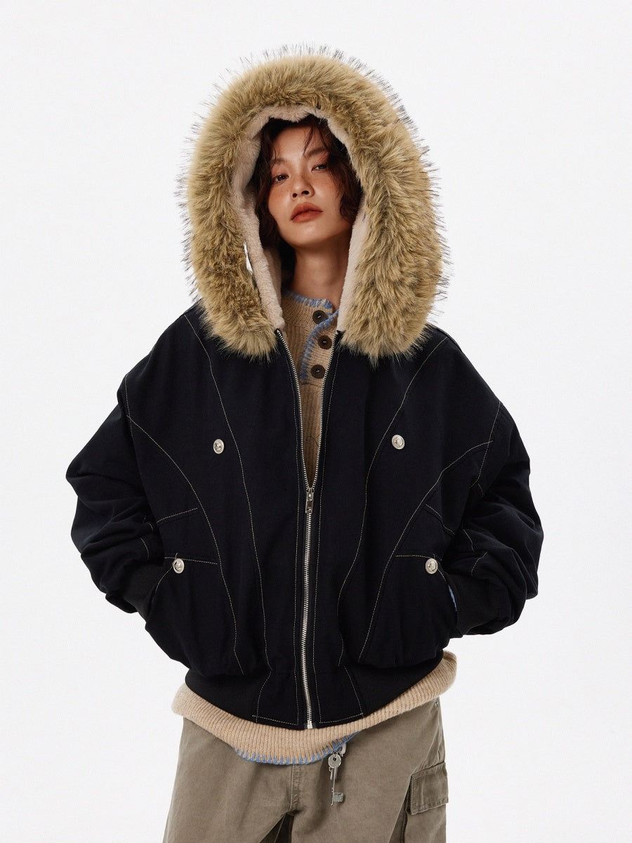 ボリュームファーフード付きショートブルゾン MW10285