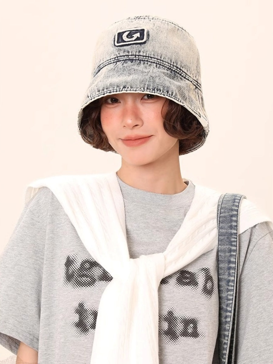 Washed Distressed Denim Bucket Hat MW10122