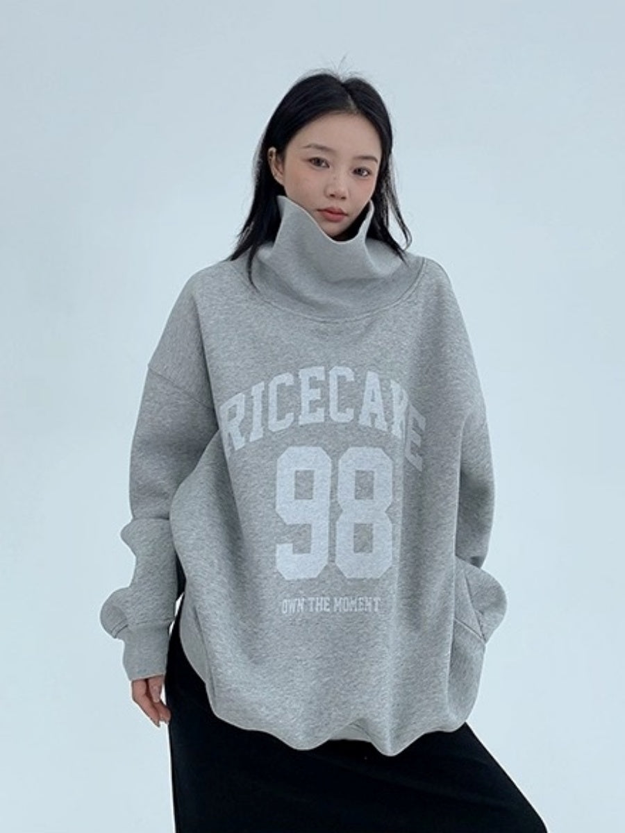 Turtleneck Number Logo Oversize Sweat OS2069