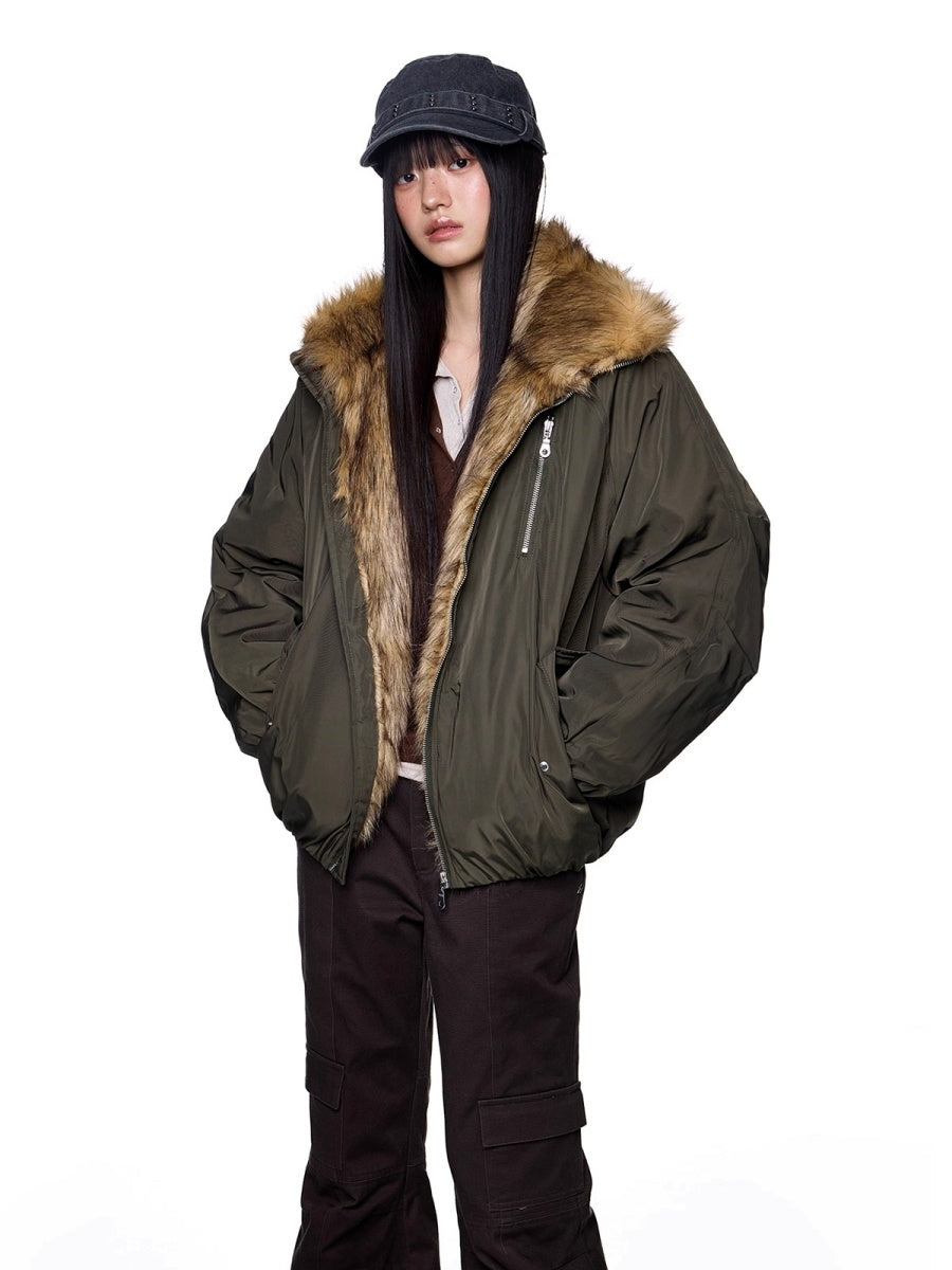 Stand Collar Fur Stitch Jacket EZ257