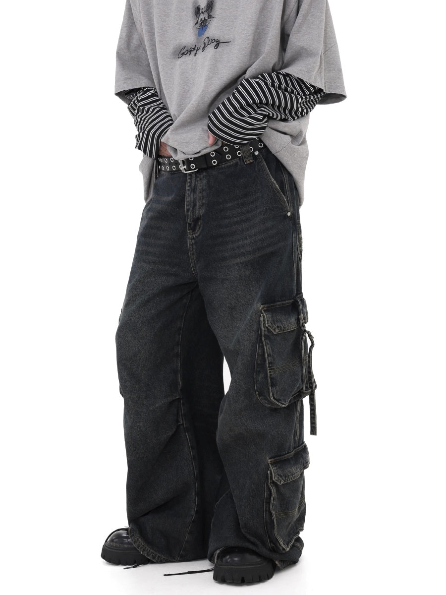 Washed Loose Work Cargo Jeans GB7025