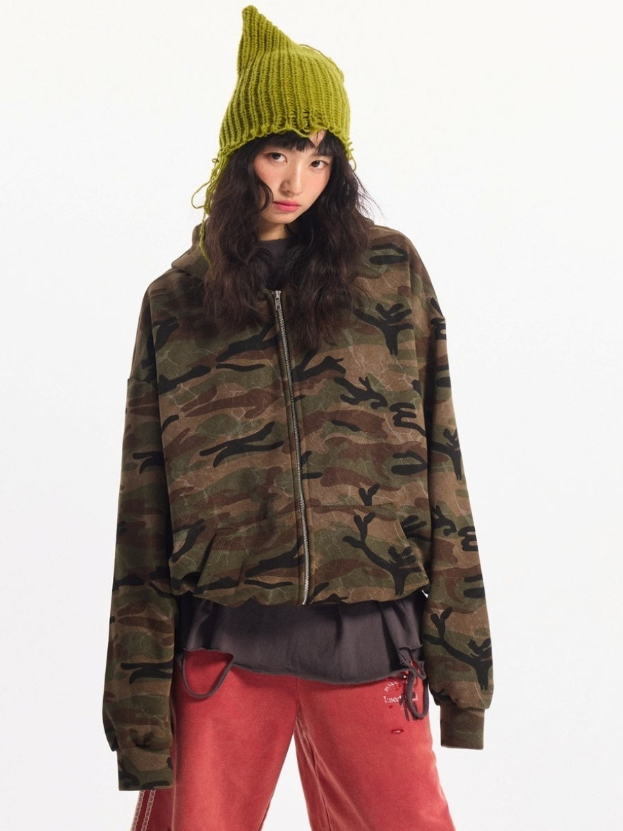 Wash Camouflage Hooded Sweat Jacket MW10309