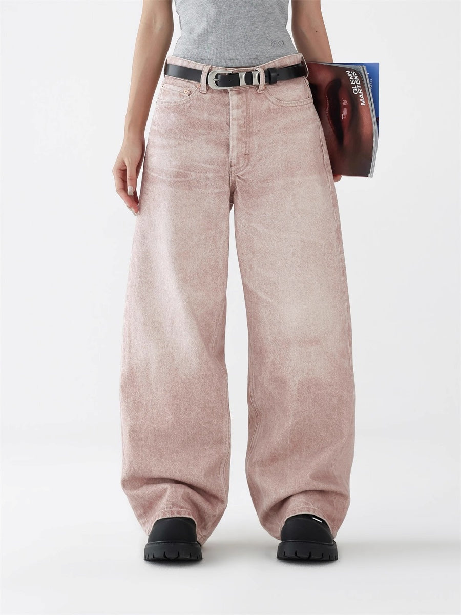Loose Straight Gradient Pink Washed Jeans AC7119