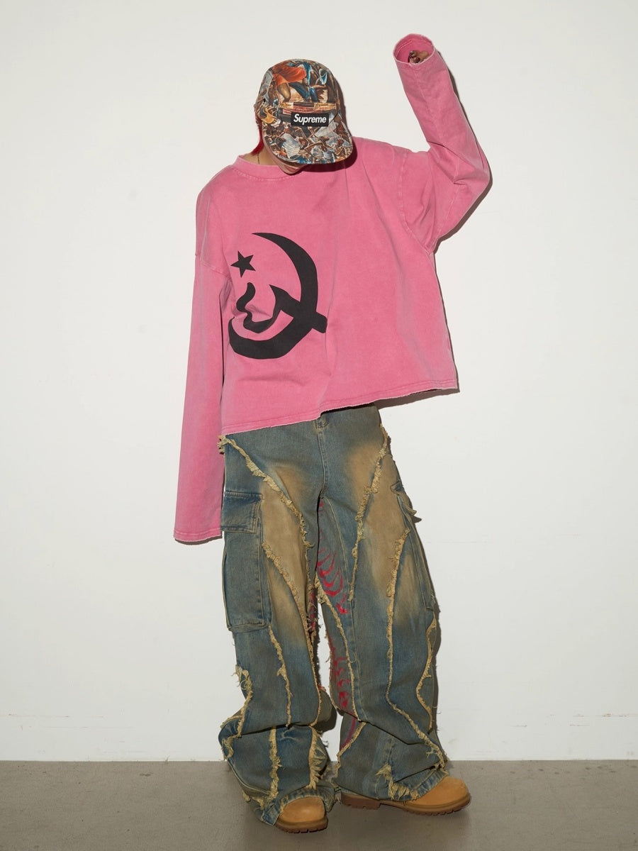 LOGO Print Wide Long Sleeve T-shirt MN9046