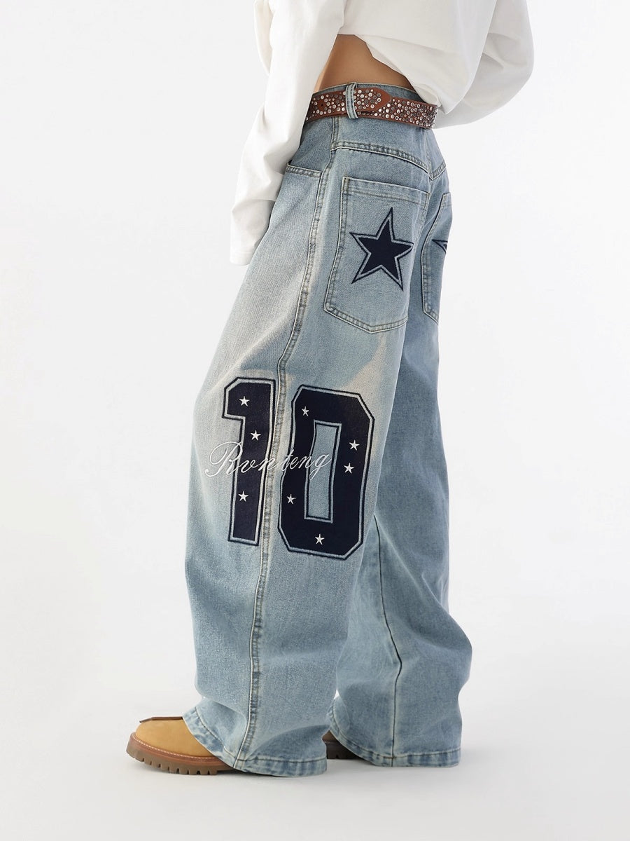Vintage Embroidery Star Made Aged Curve Jeans AC7163