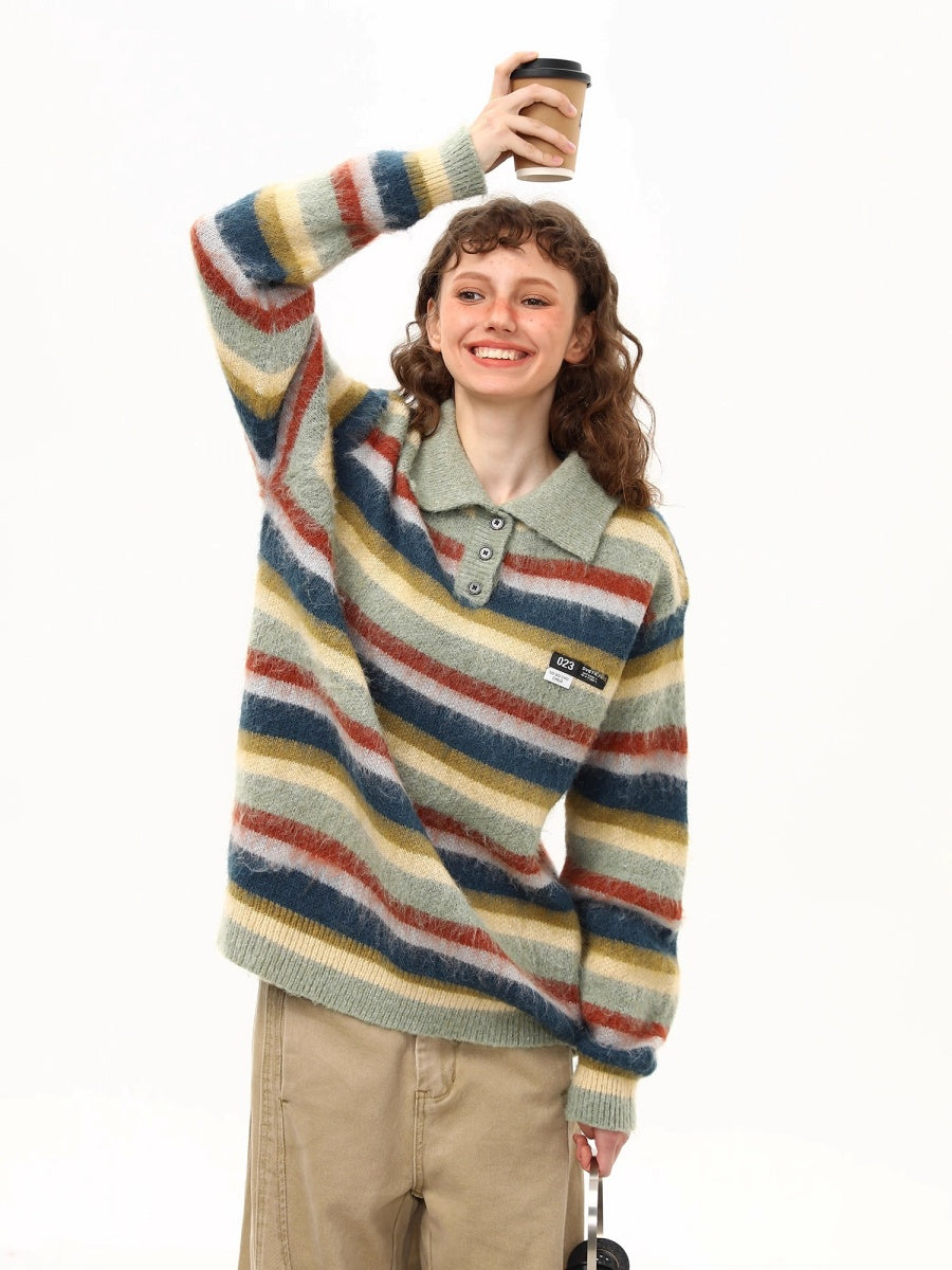 Polo Collar Multi Border Sweater MW10252