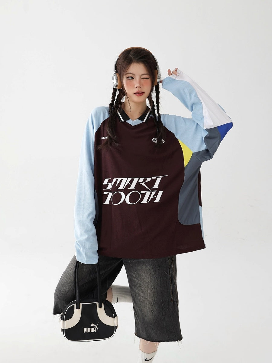 Contrast Raglan Sporty Long-sleeved T-shirt AC7129