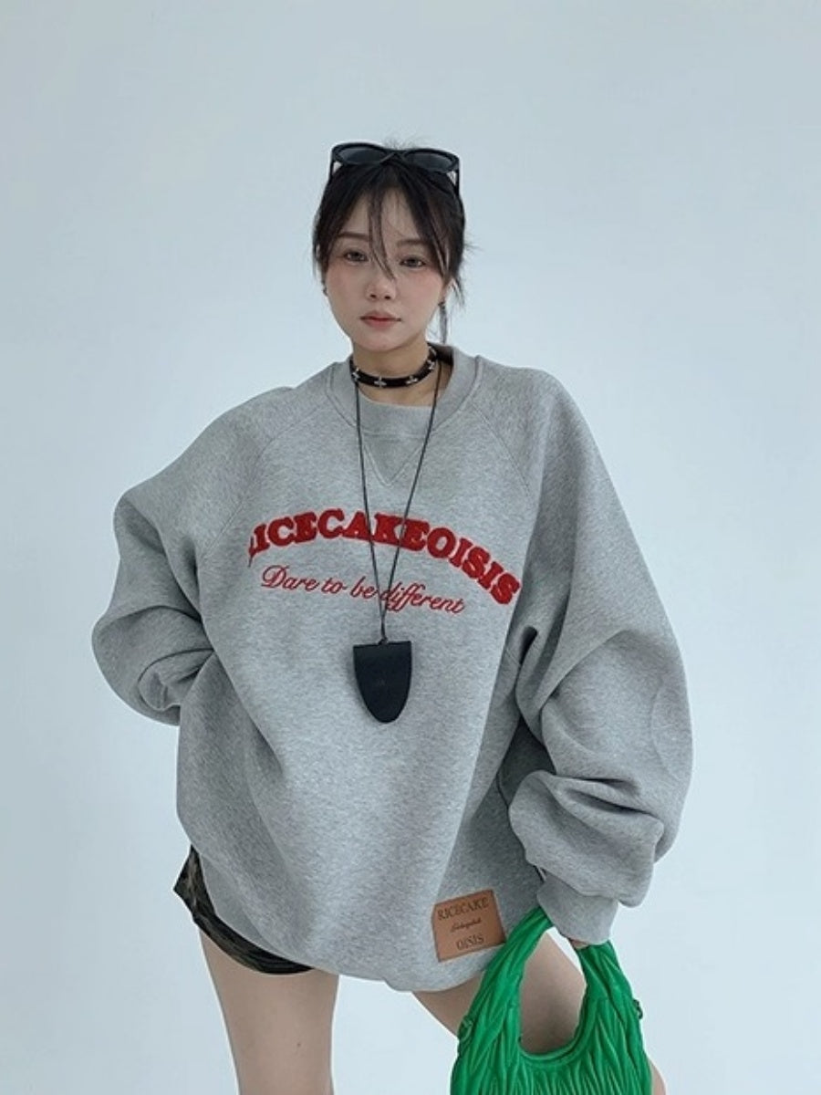 Embroidered Crew Neck Oversize Sweat OS2049