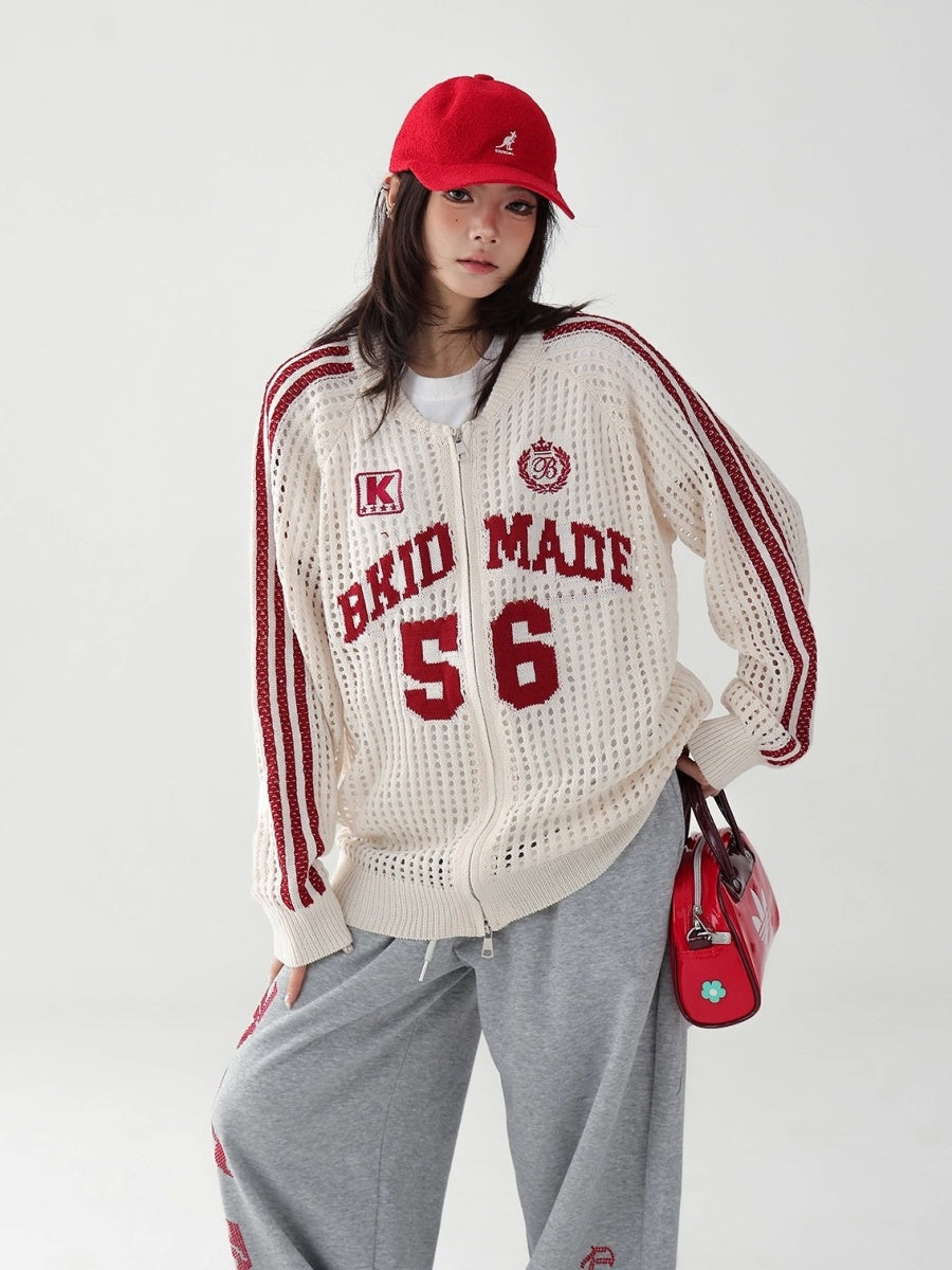 Sporty Mesh Cutout Cardigan AC7160