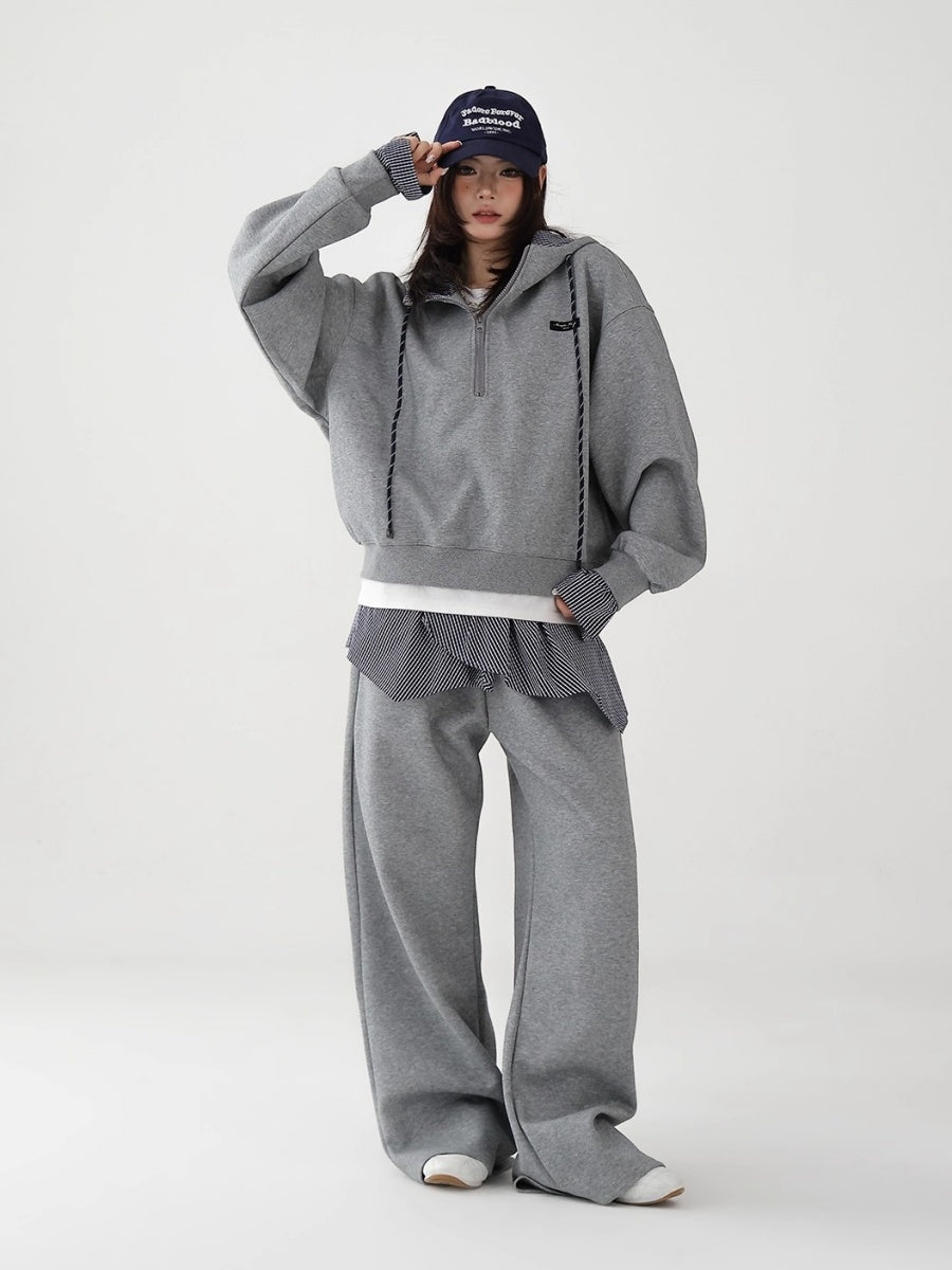 【上下別売り】Shirt Stitch Hoodie & Wide-Leg Sweat Pants Set-up AC7161