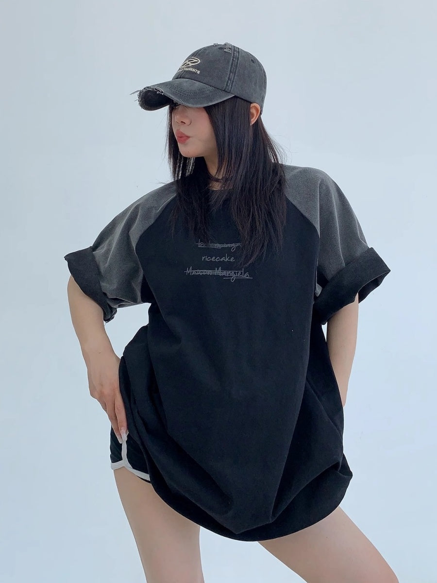 Raglan Sleeves Contrast T-Shirt MW10178