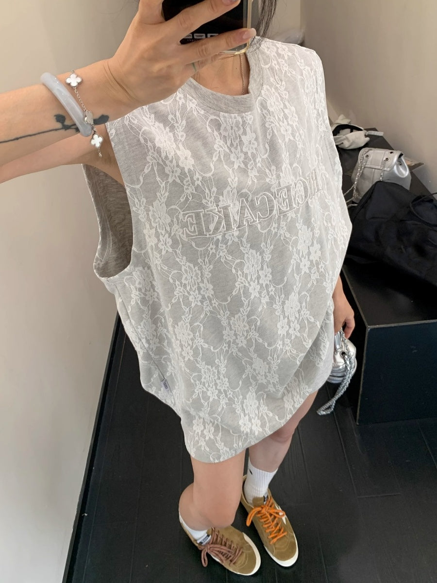 Lace Fabric Patch Embroidery Vest MW10183