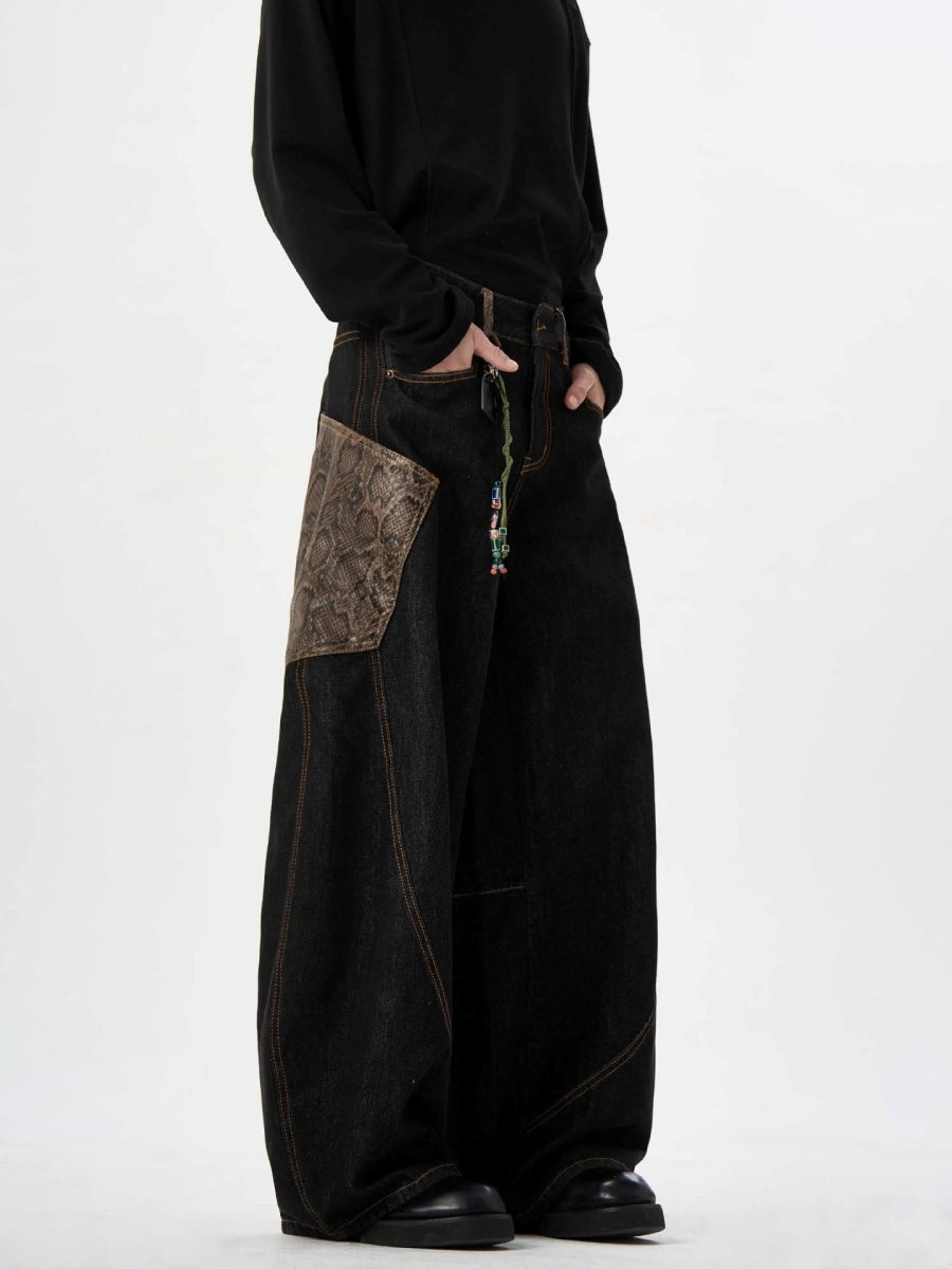 Python Pattern Big Pocket Curve Jeans MW10210