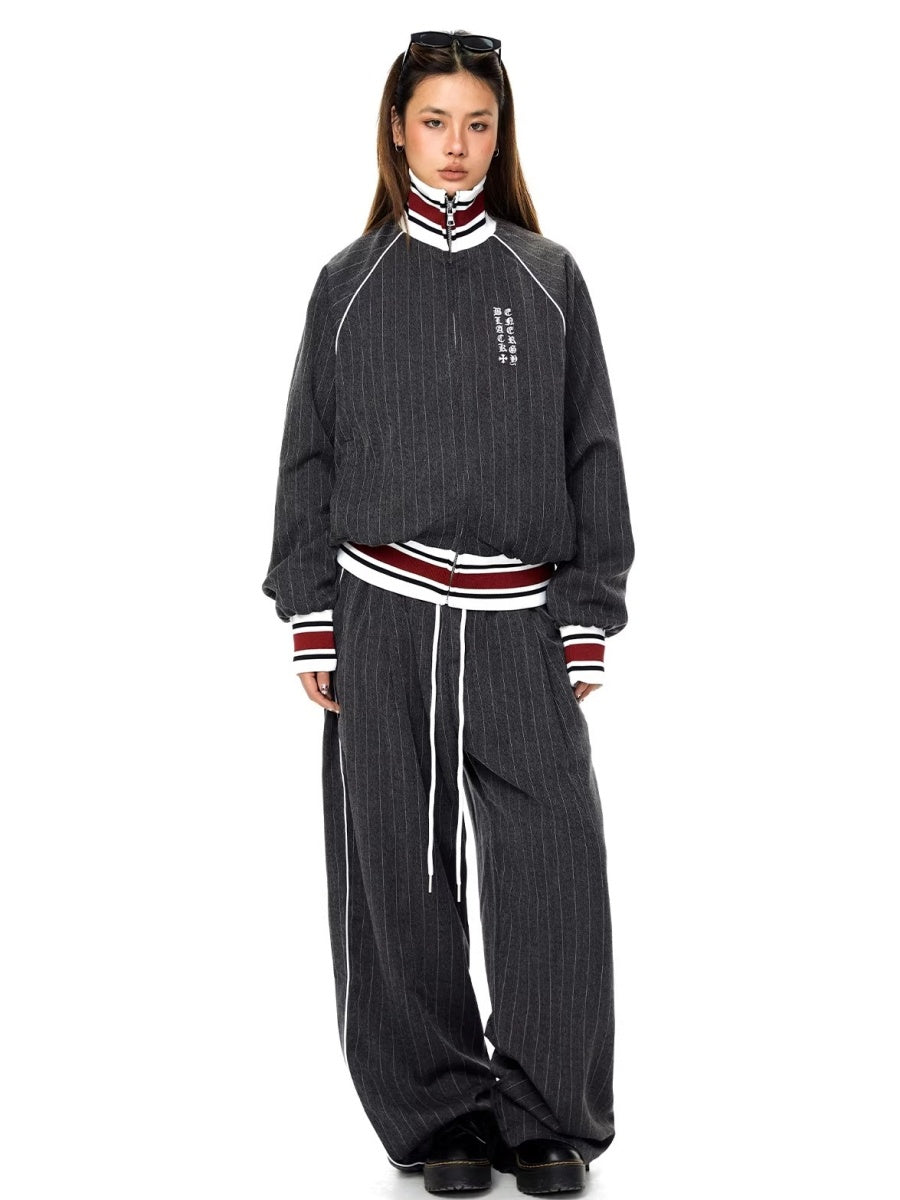 【上下別売り】Striped Stand-Collar Jacket & Track Pants MW10370