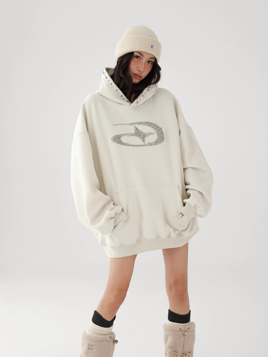 Bead Stitch Loose Sweat Hoodie AC7015