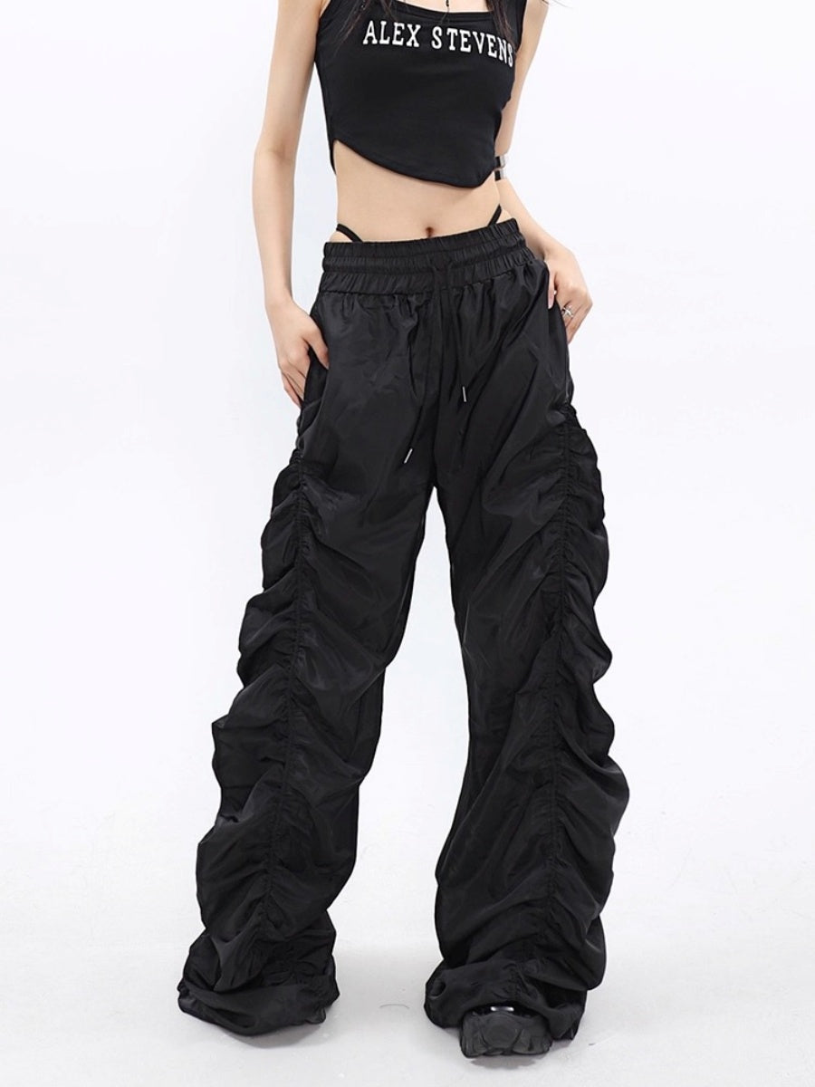 Side Gather High-waisted Loose Long Pants MW10256