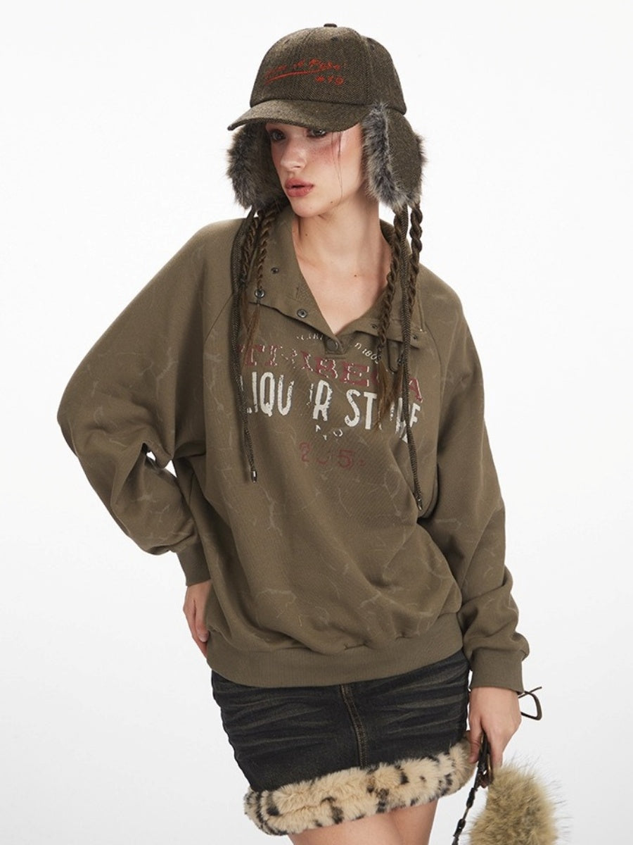 Mock Neck Print Sweat NR7007