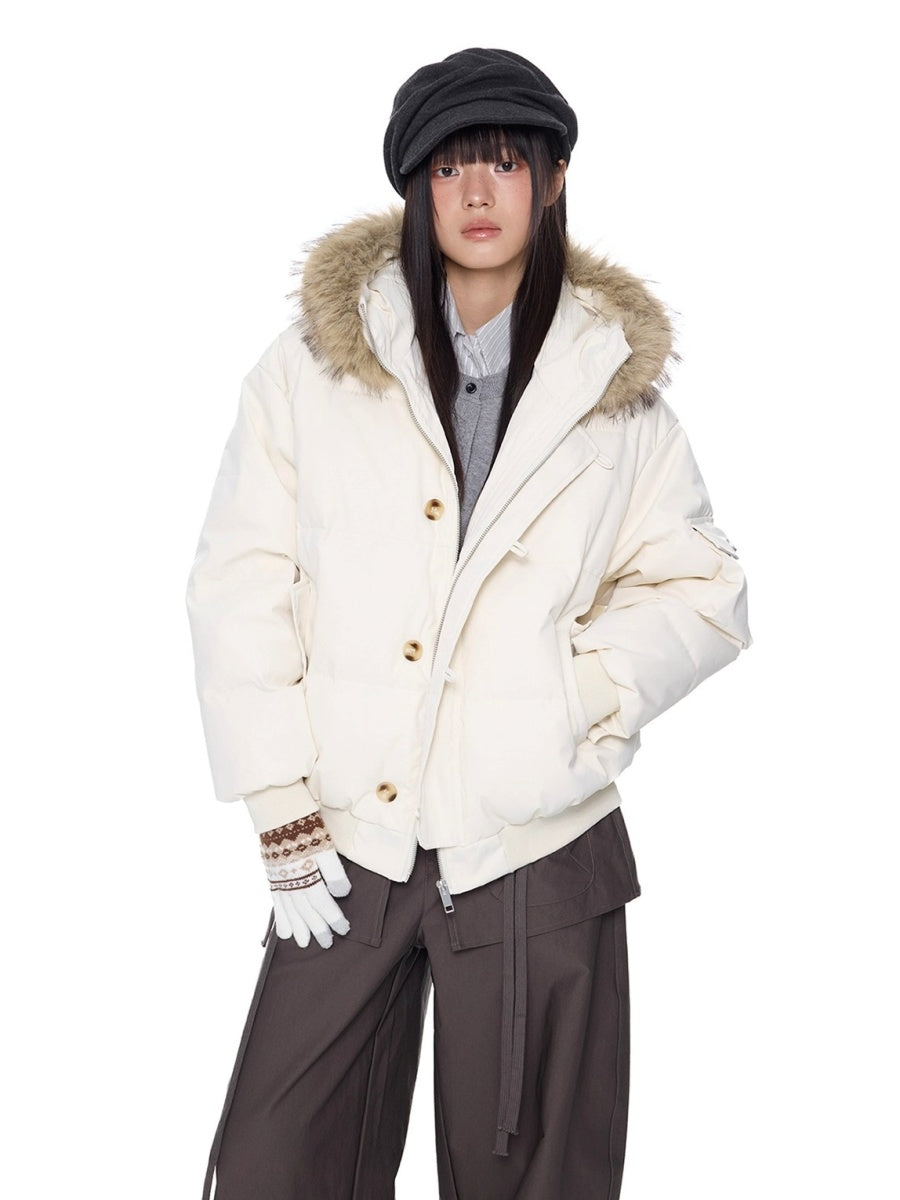 Large Fur Collar Hooded Down Jacket EZ301