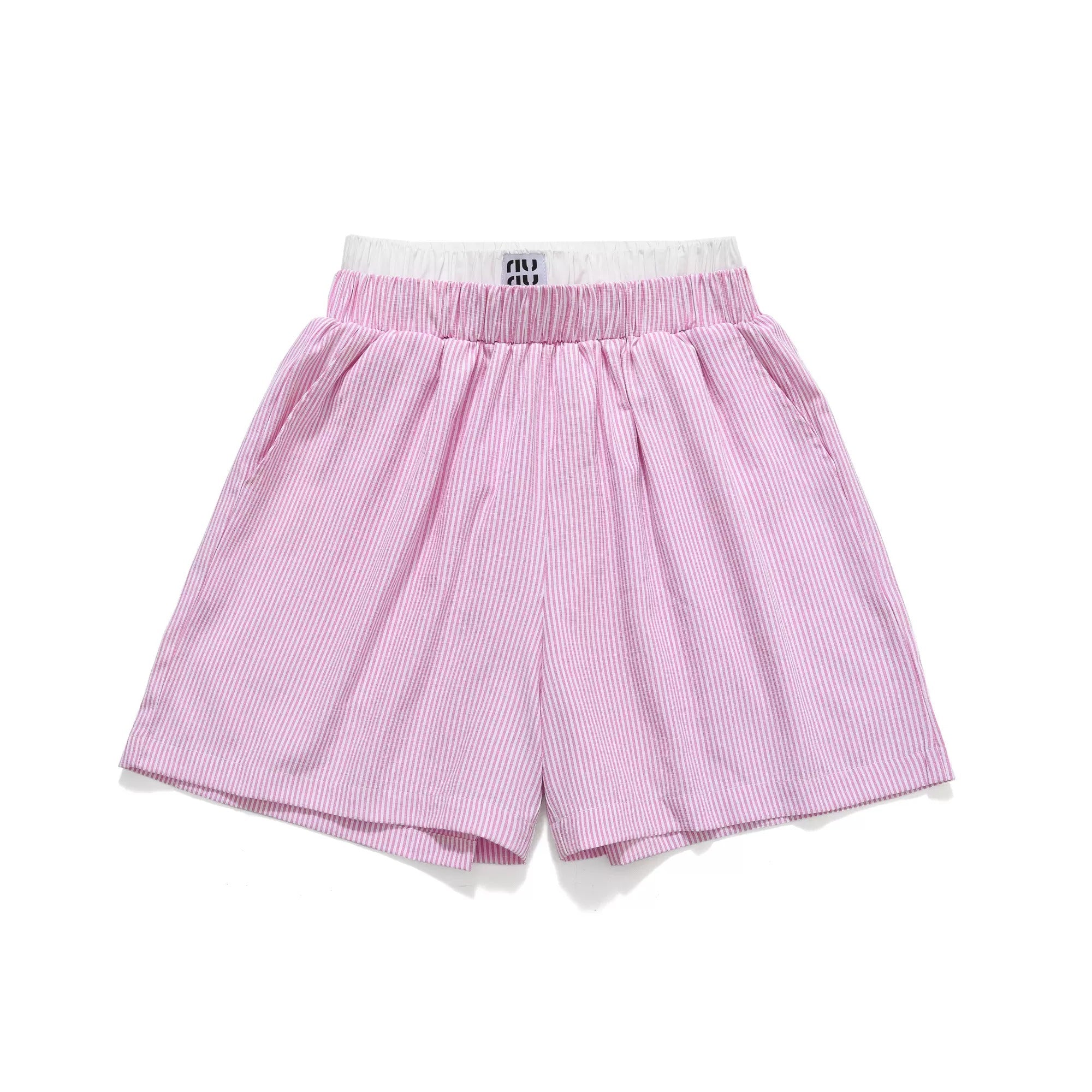 Double Waist Striped Wide-legged Long ＆ Short Pants MW9269