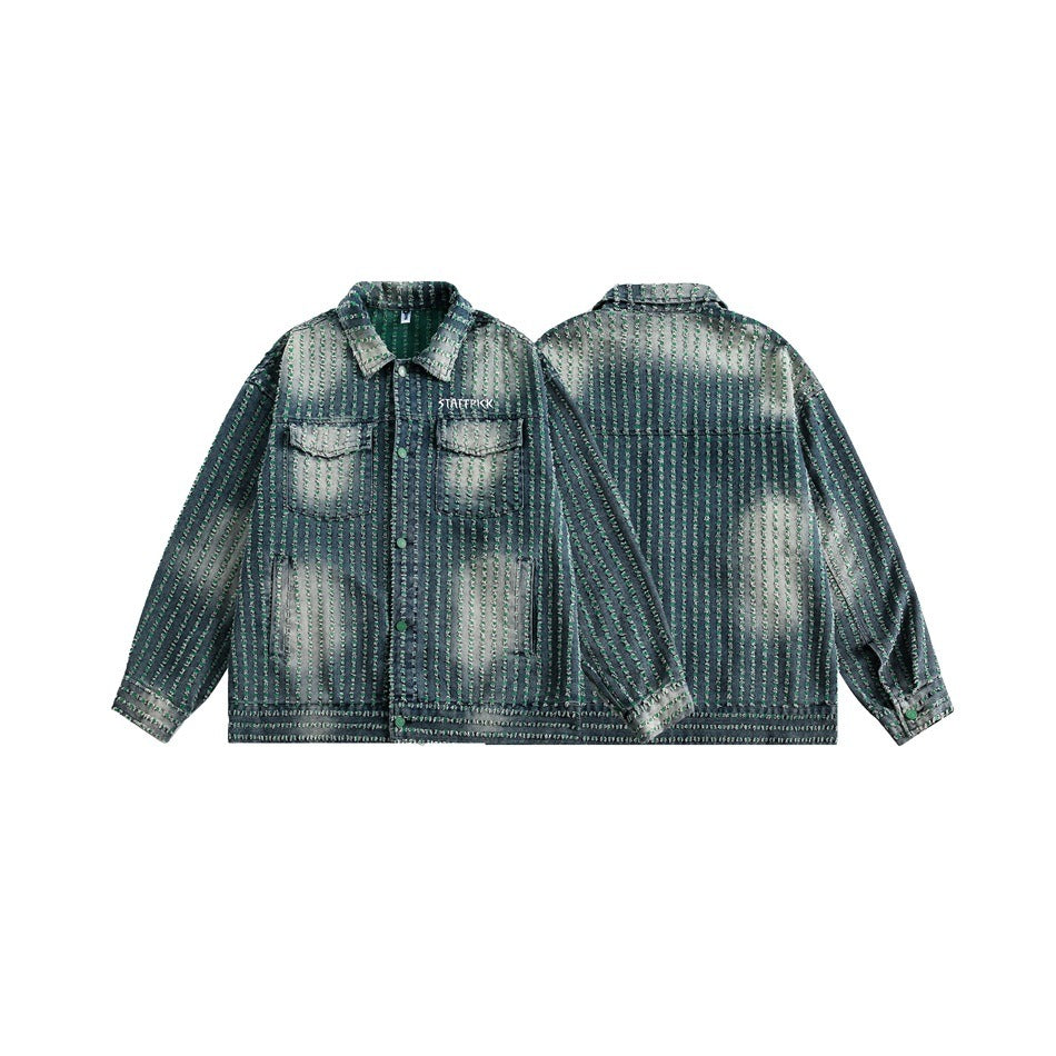 Jacquard Striped Loose Denim Jacket SP7003