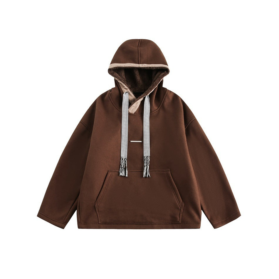 Thick String Drop Shoulder Loose Hoodie MF106