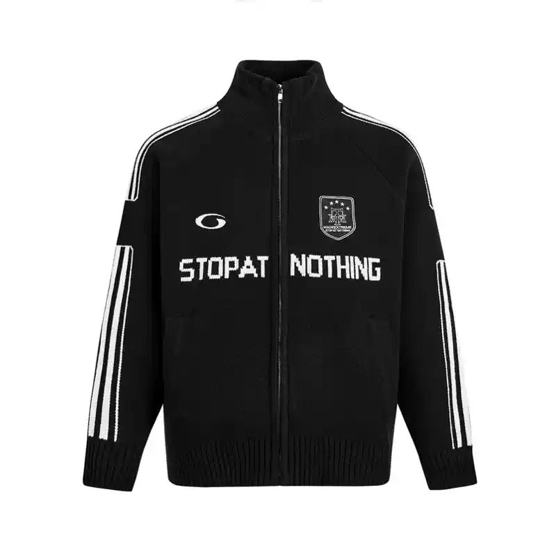 Sporty Line Sleeve Zip-Up Knitted Jacket MW9615