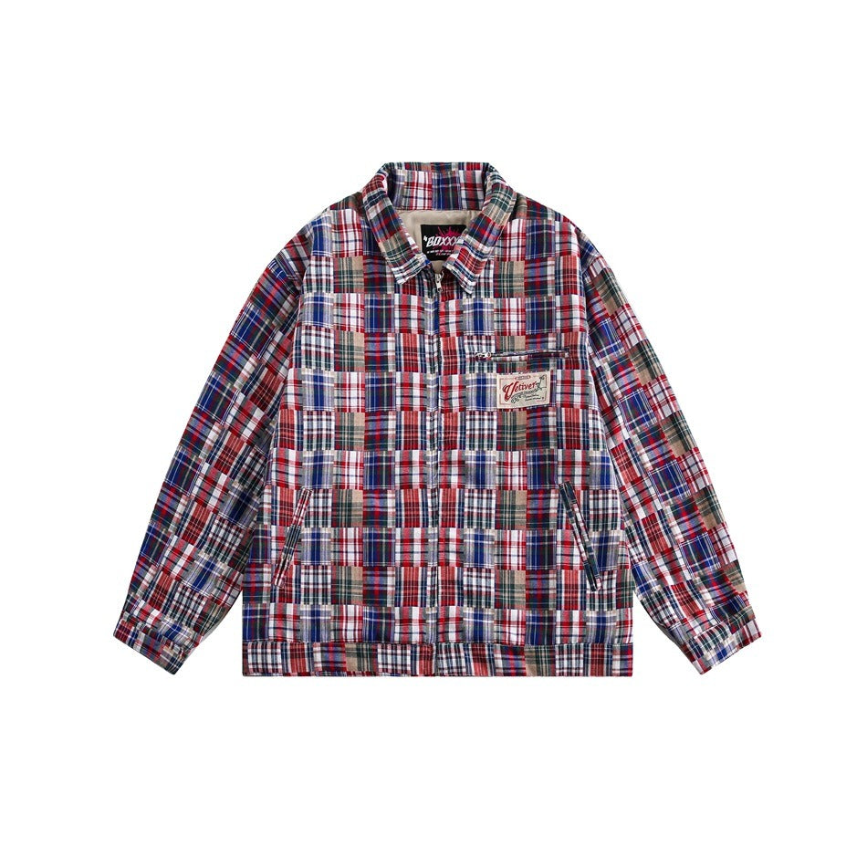 Madras Patchwork Plaid ZIP-Up Jacket BX007