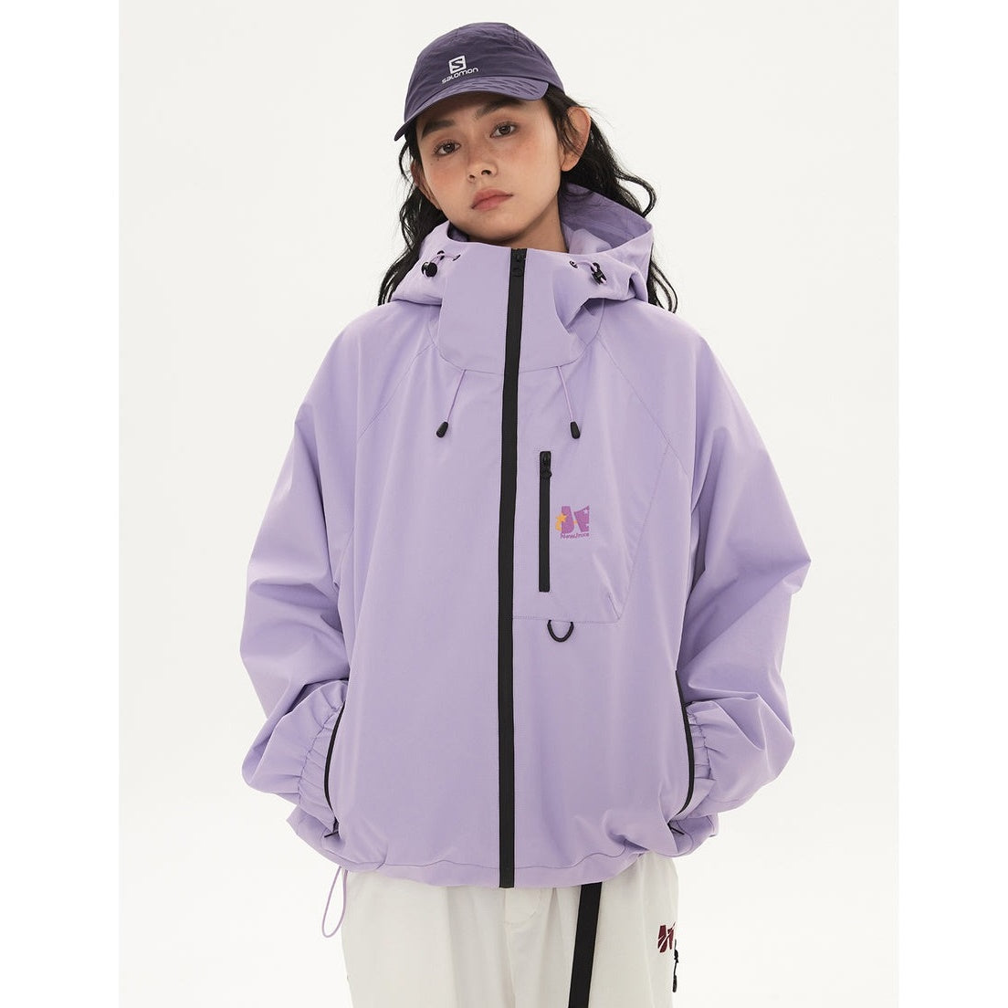 water-repellent solid color hooded jacket  NJ7003