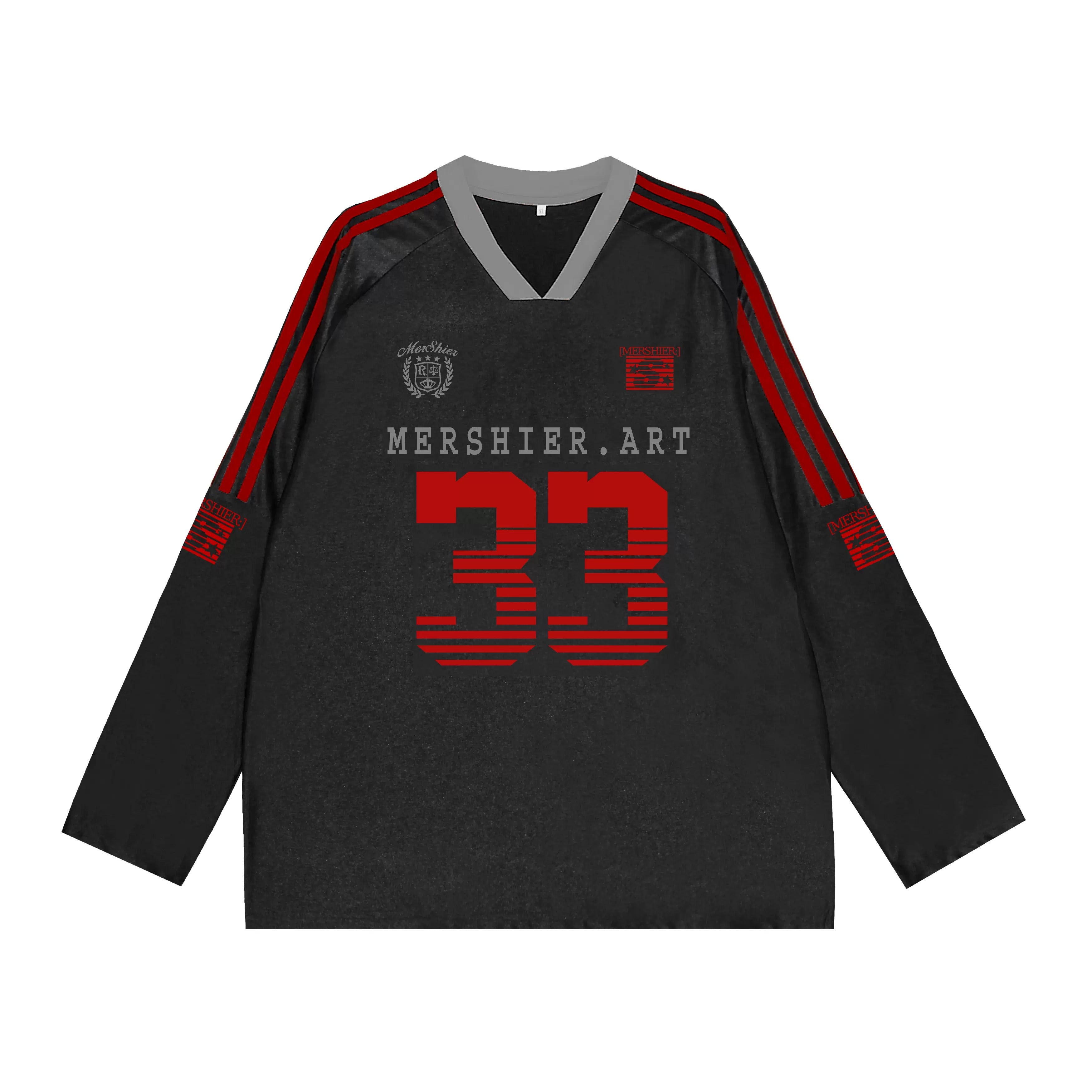 V-neck Sports Style Jersey Long-sleeved T-shirt MW9285