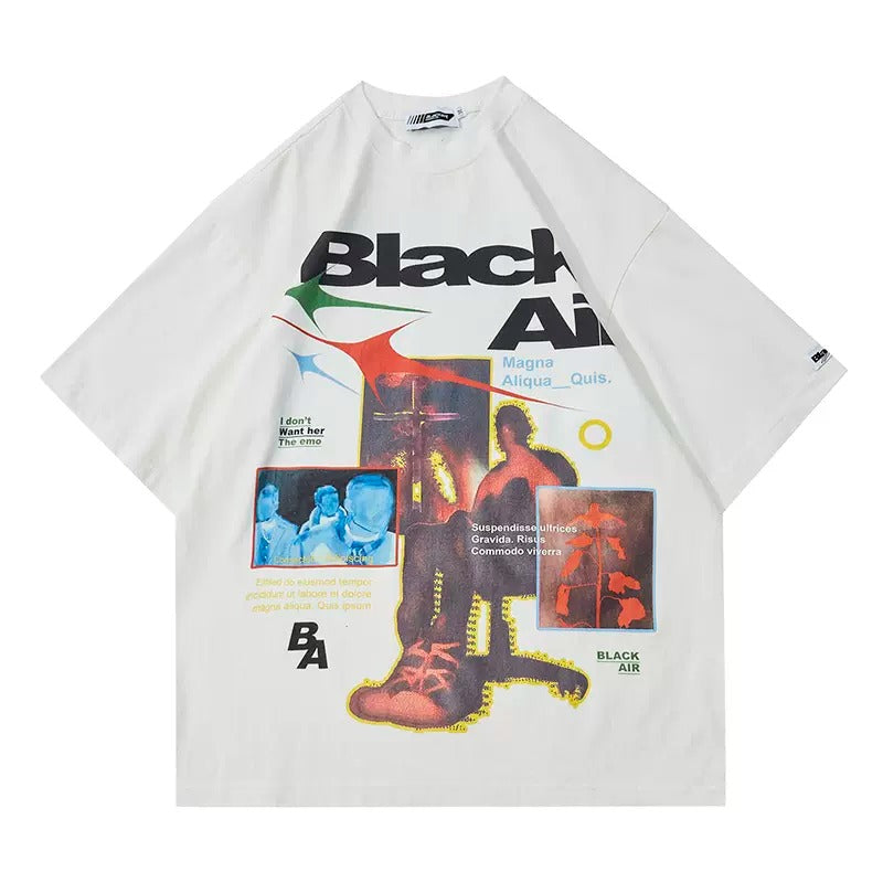 BLACKAIR Loose Street Print T-Shirt ZME001