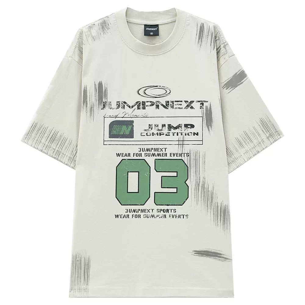 Worn-out Sporty Vintage Short Sleeve T-shirt JN7008