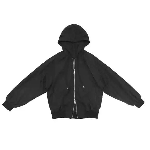 【上下別売り】Double Zip Hooded Jacket & Loose Casual Sport Pants GB7012