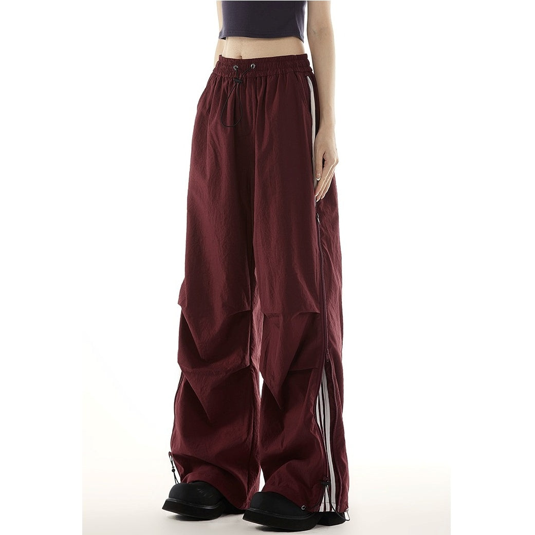 Side Zipper Line Design Parachute Pants MW10105