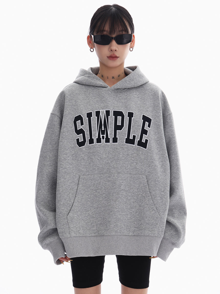 Textured hoodie with embroidered text