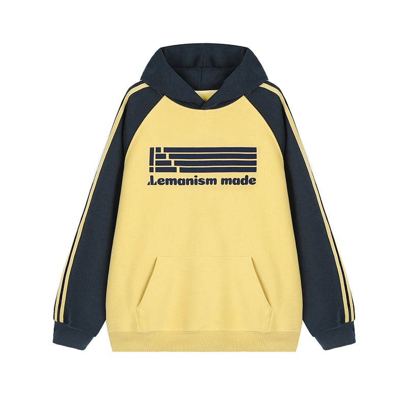 Three-bar Raglan Sleeve Letter Hoodie MW9415