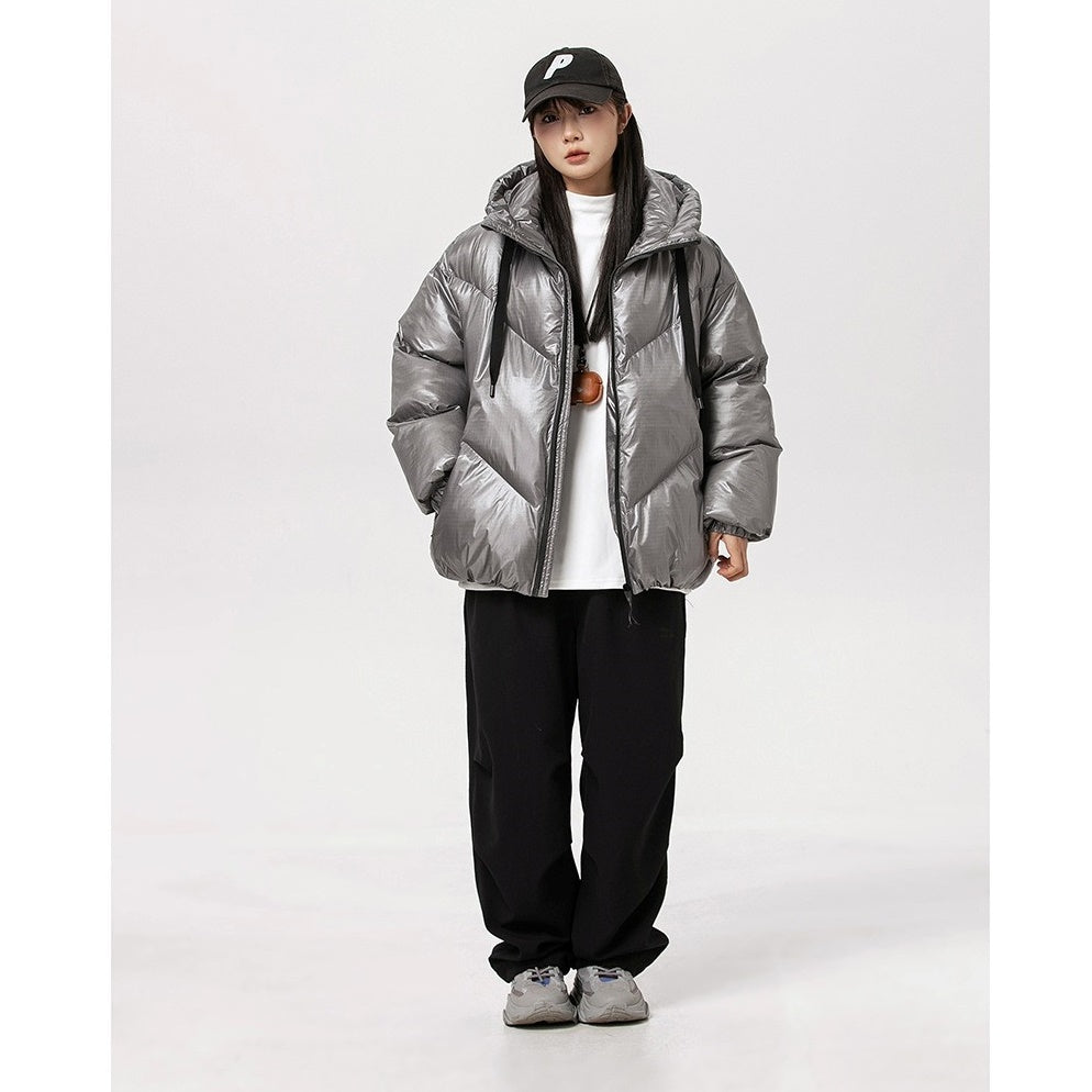 Loose Hooded Shiny Padded Jacket MW9657