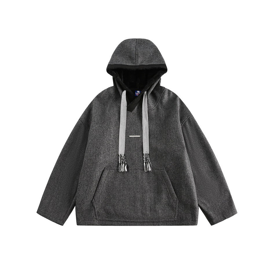 Thick String Drop Shoulder Loose Hoodie MF106