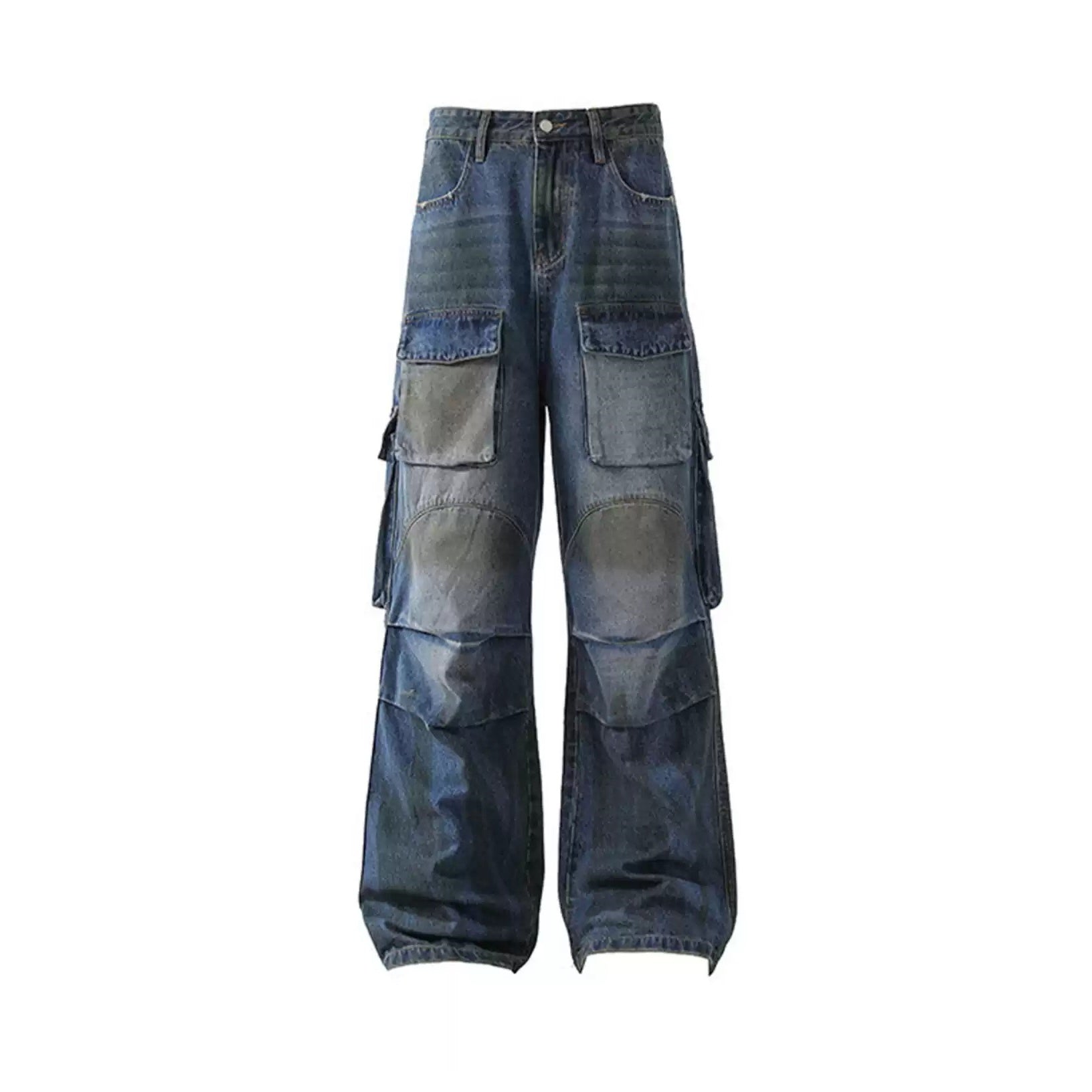 Dirty Wash Flap Pocket Cargo Jeans XO008