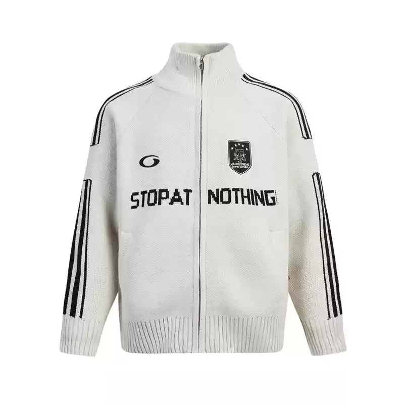 Sporty Line Sleeve Zip-Up Knitted Jacket MW9615