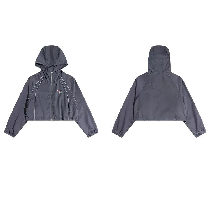 patchwork hooded short jacket NJ7004