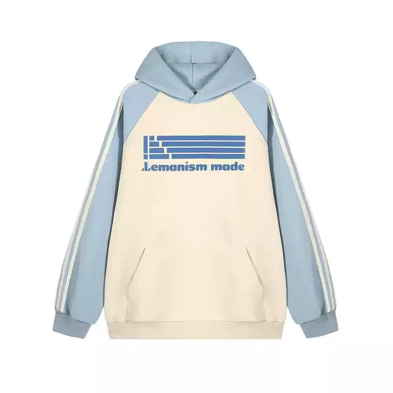 Three-bar Raglan Sleeve Letter Hoodie MW9415