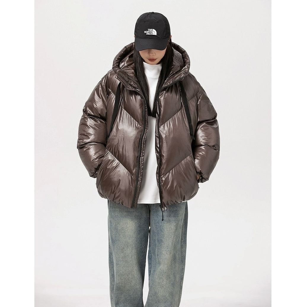 Loose Hooded Shiny Padded Jacket MW9657