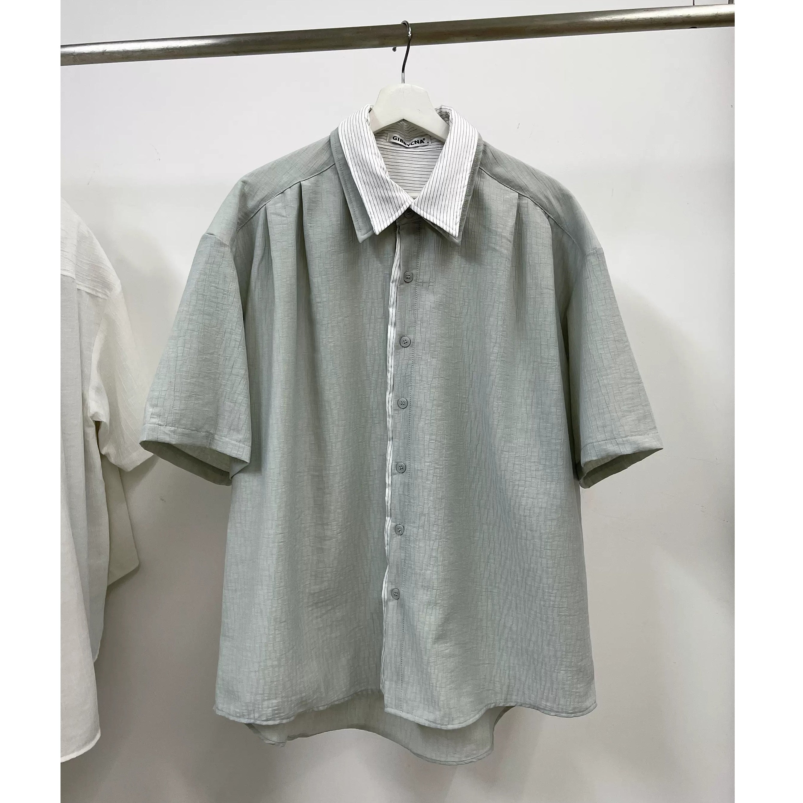 Double Collar Fake Two Short Sleeve Shirt GB7019