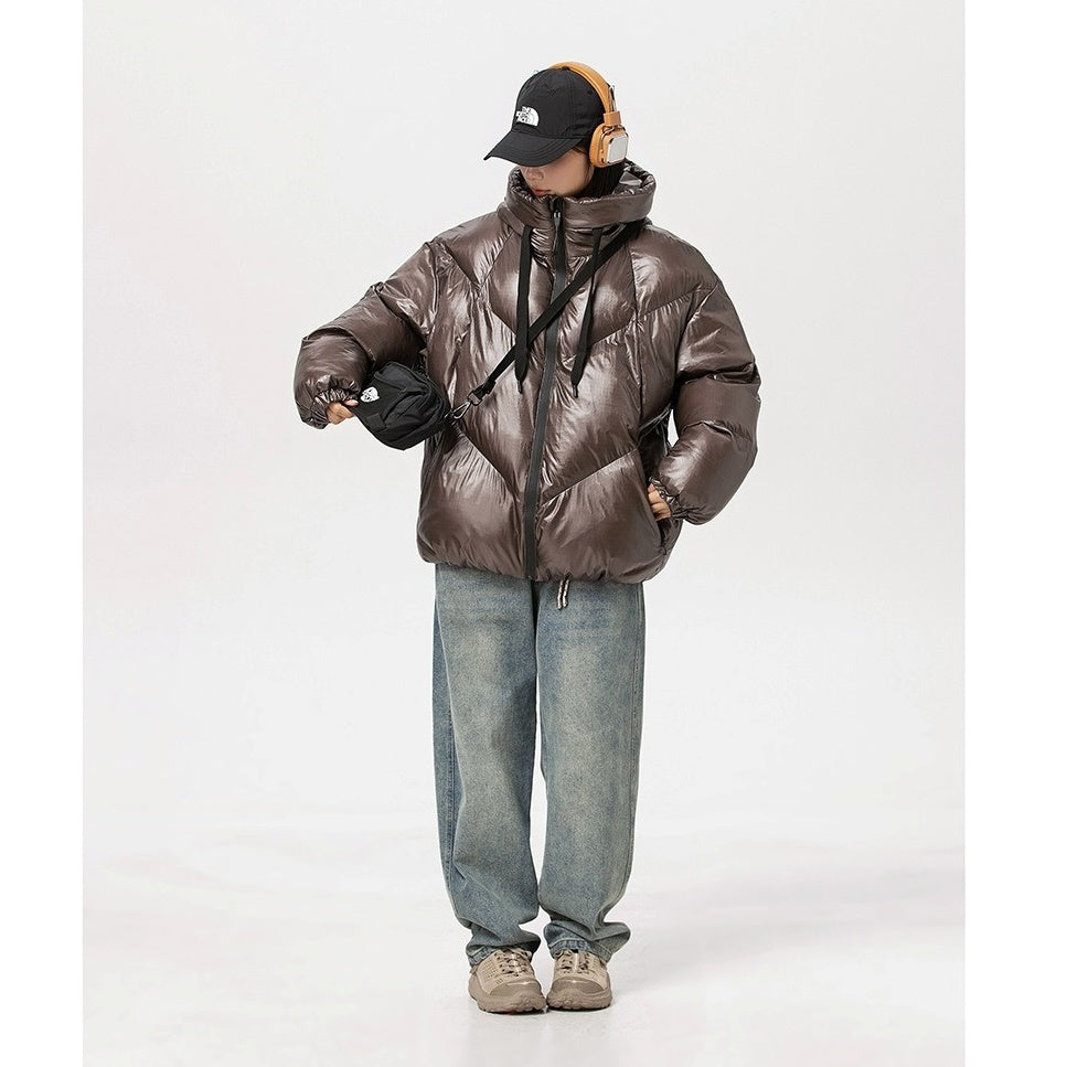 Loose Hooded Shiny Padded Jacket MW9657