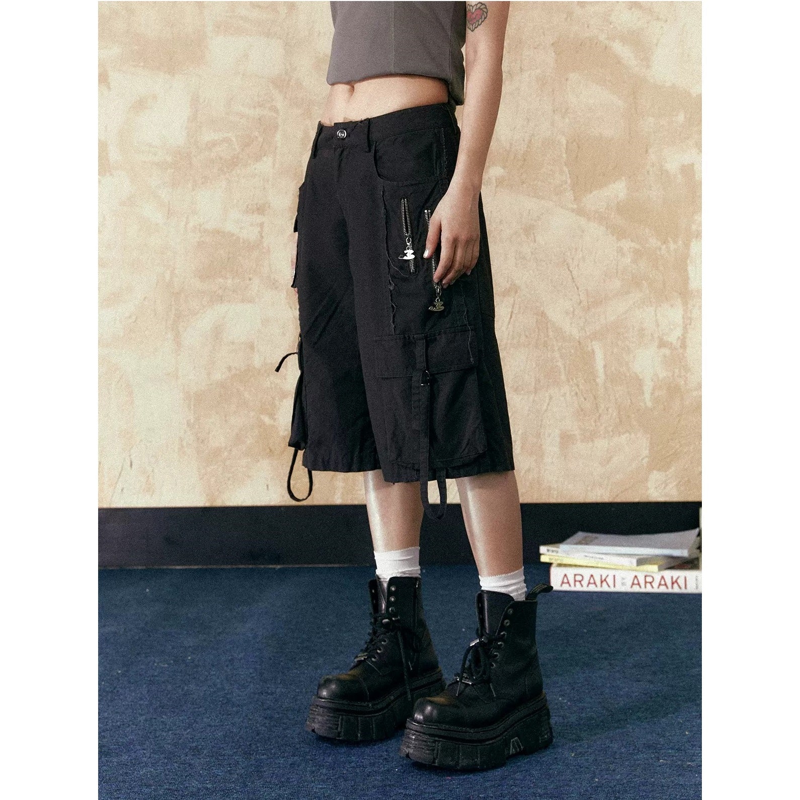 Retro Casual Cropped Loose Cargo Pants EZ129