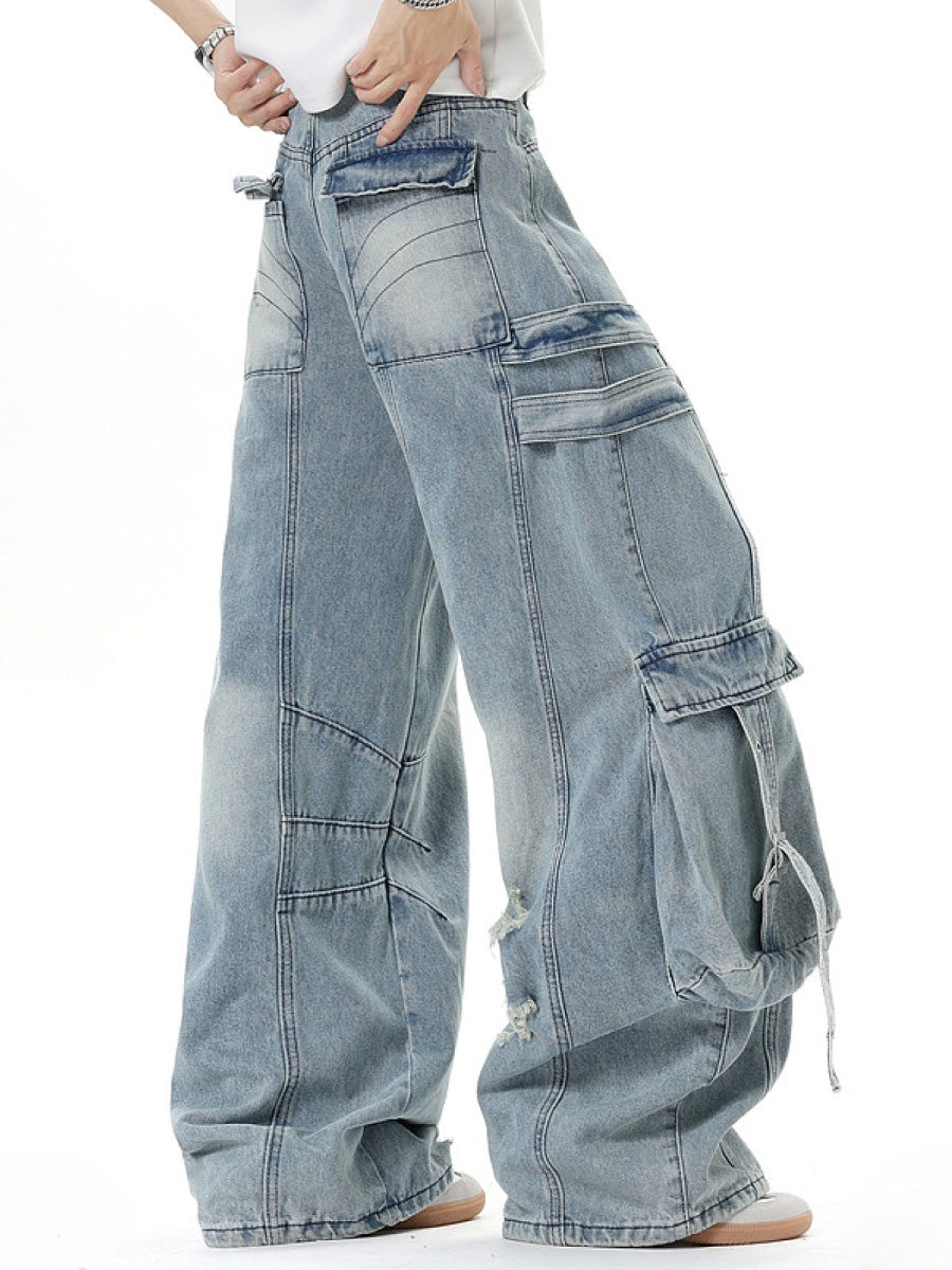 ダメージ加工オーバーサイズカーゴデニムパンツ CK2005