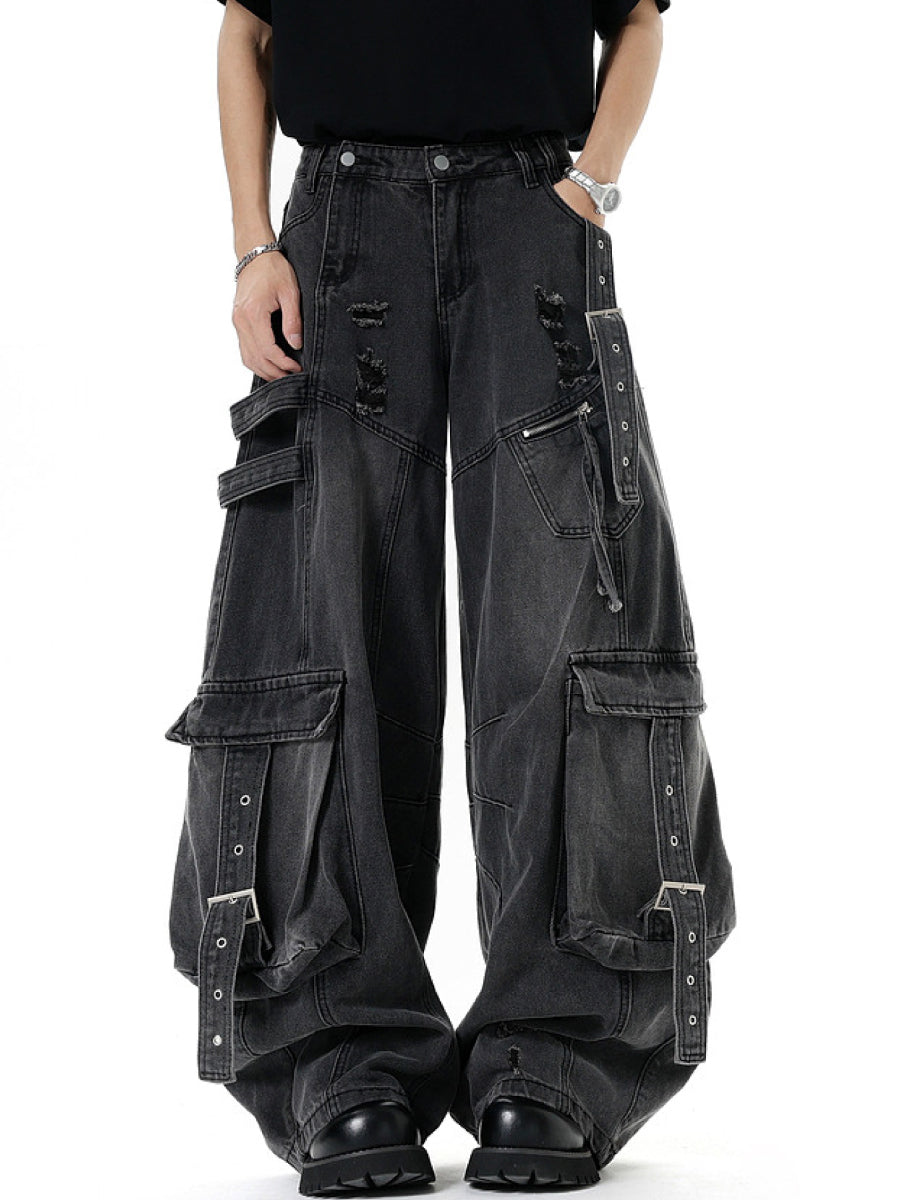 ダメージ加工オーバーサイズカーゴデニムパンツ CK2005